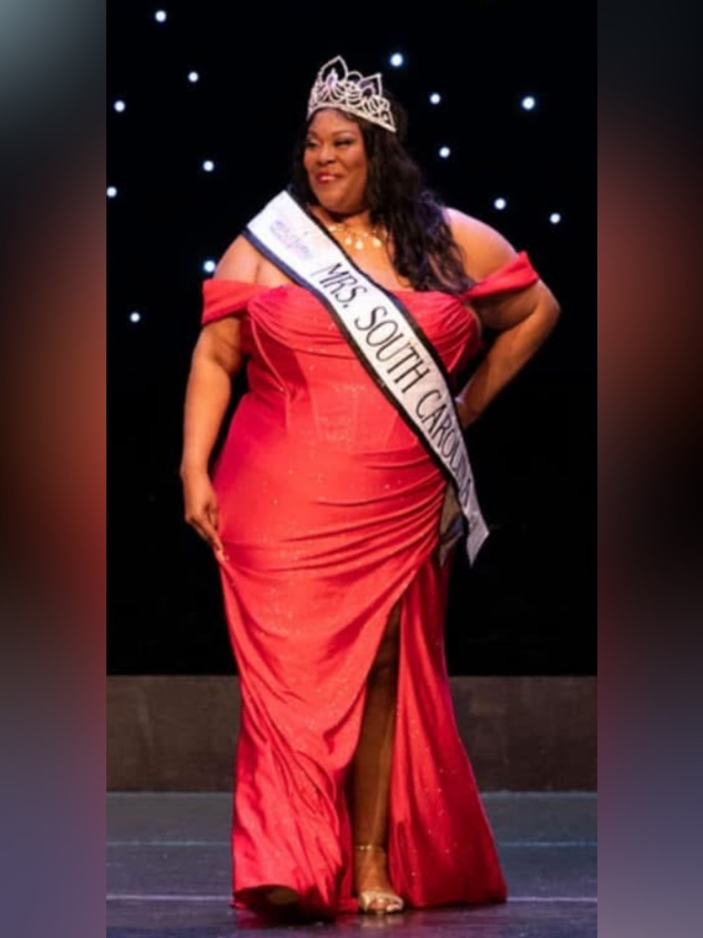 Red Evening Gown with Side Slit